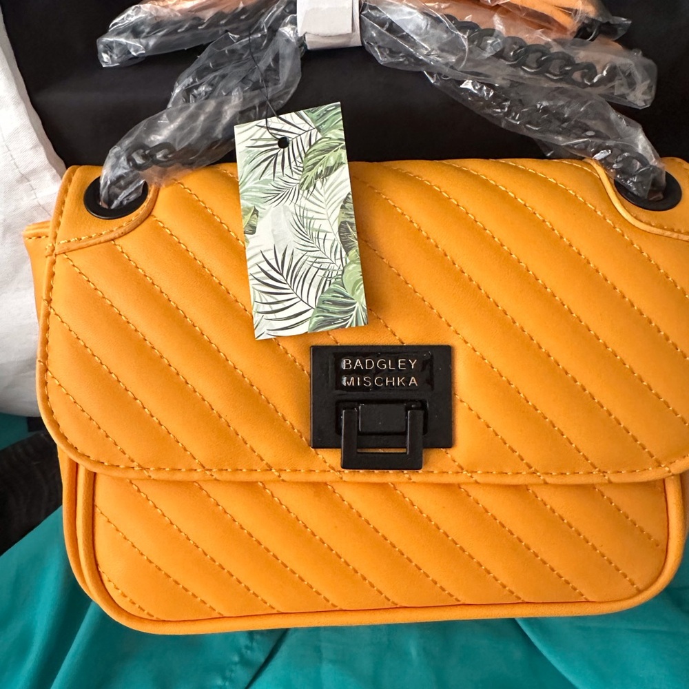 Badgley Mischka Vibrant Yellow Quilted Shoulder Bag